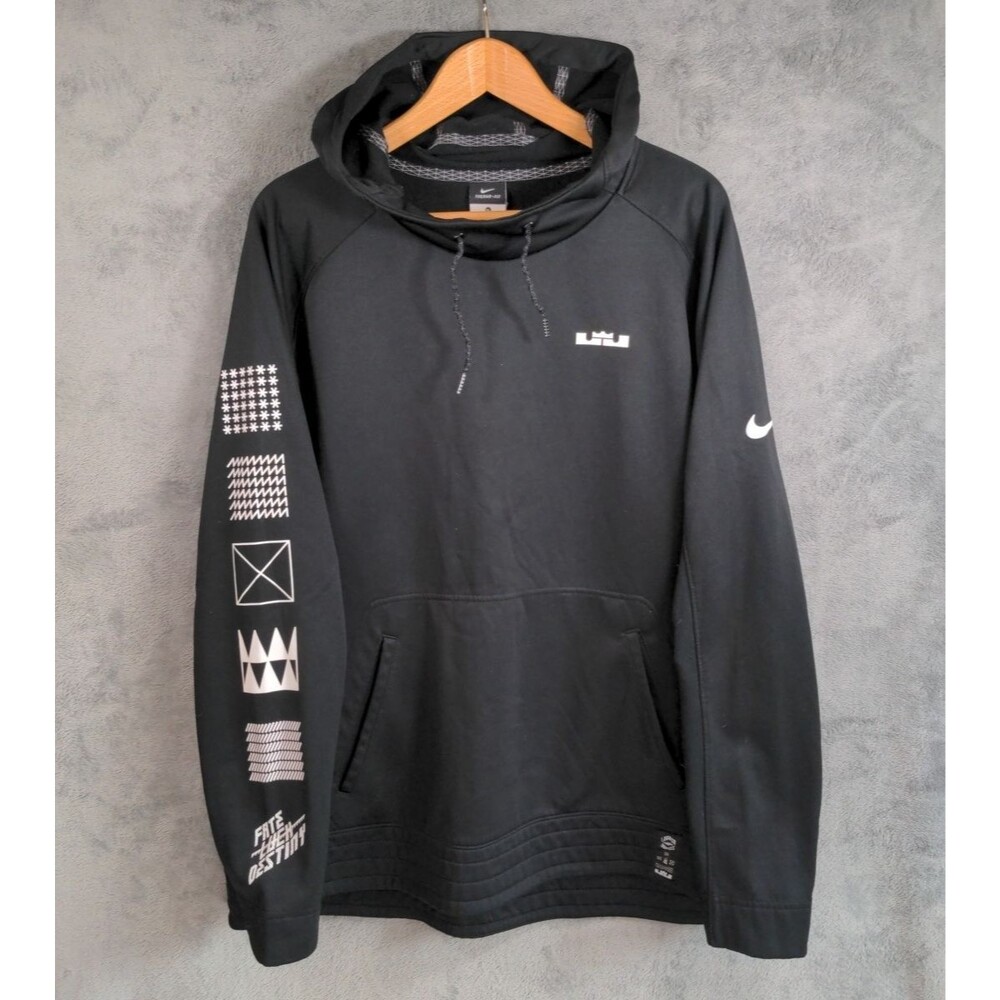 Nike LeBron James Hoodie Therma-Fit Fate Luck Destiny Black Pullover Men's XL